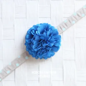 PomPom Light Blue Bloom Collar Slide On - Small Flower Collar Accessory