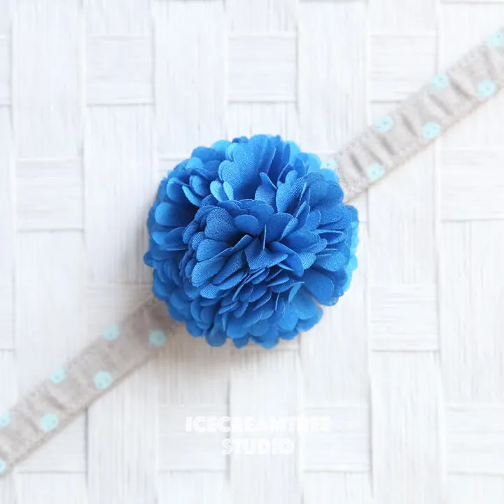 PomPom Light Blue Bloom Collar Slide On - Small Flower Collar Accessory