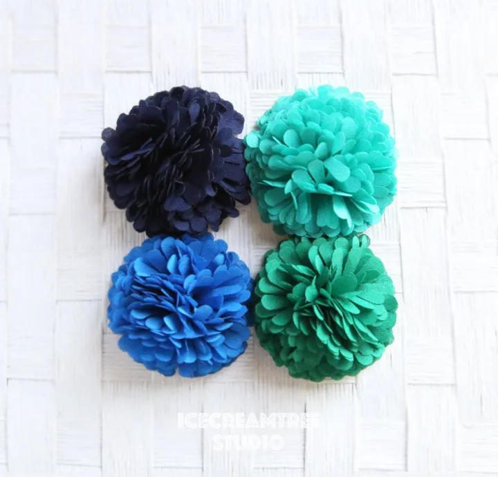 PomPom Light Blue Bloom Collar Slide On - Small Flower Collar Accessory