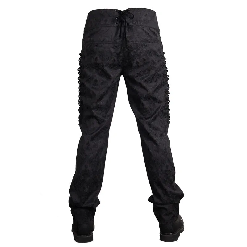 PT010 formal party jacquard men high waist floral Gothic trousers