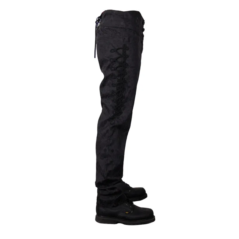 PT010 formal party jacquard men high waist floral Gothic trousers