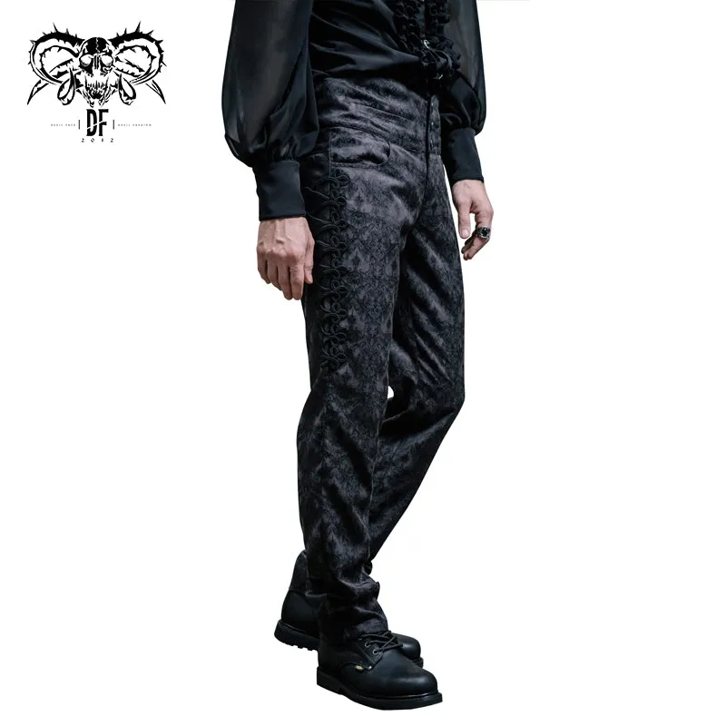 PT010 formal party jacquard men high waist floral Gothic trousers