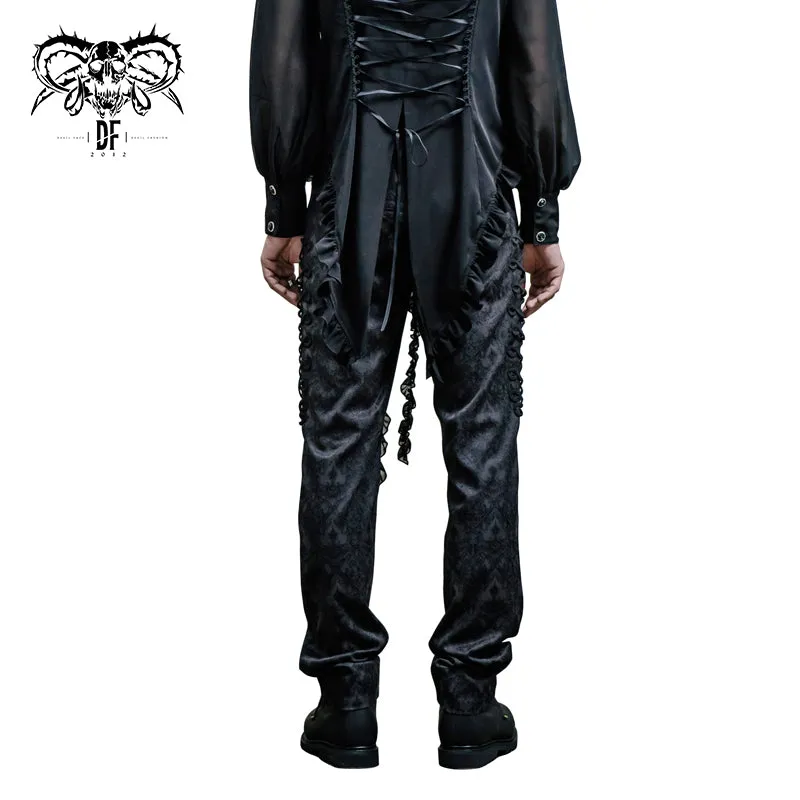 PT010 formal party jacquard men high waist floral Gothic trousers