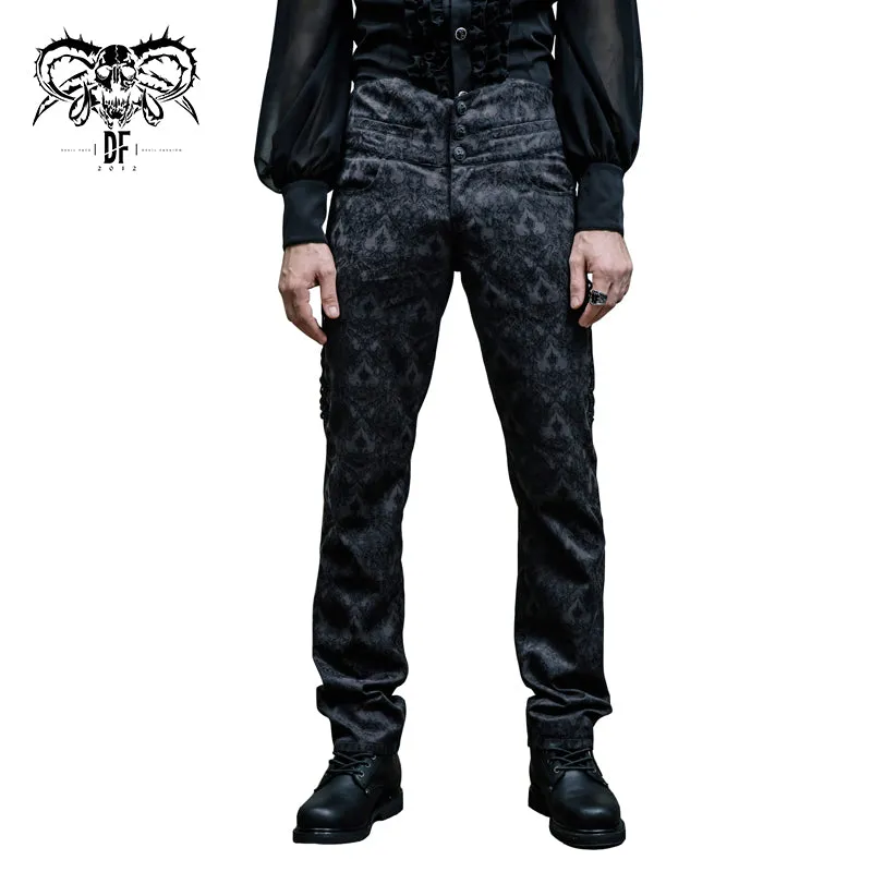 PT010 formal party jacquard men high waist floral Gothic trousers