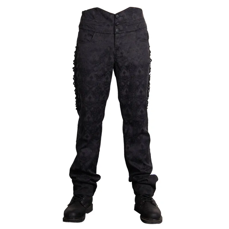 PT010 formal party jacquard men high waist floral Gothic trousers