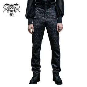 PT010 formal party jacquard men high waist floral Gothic trousers