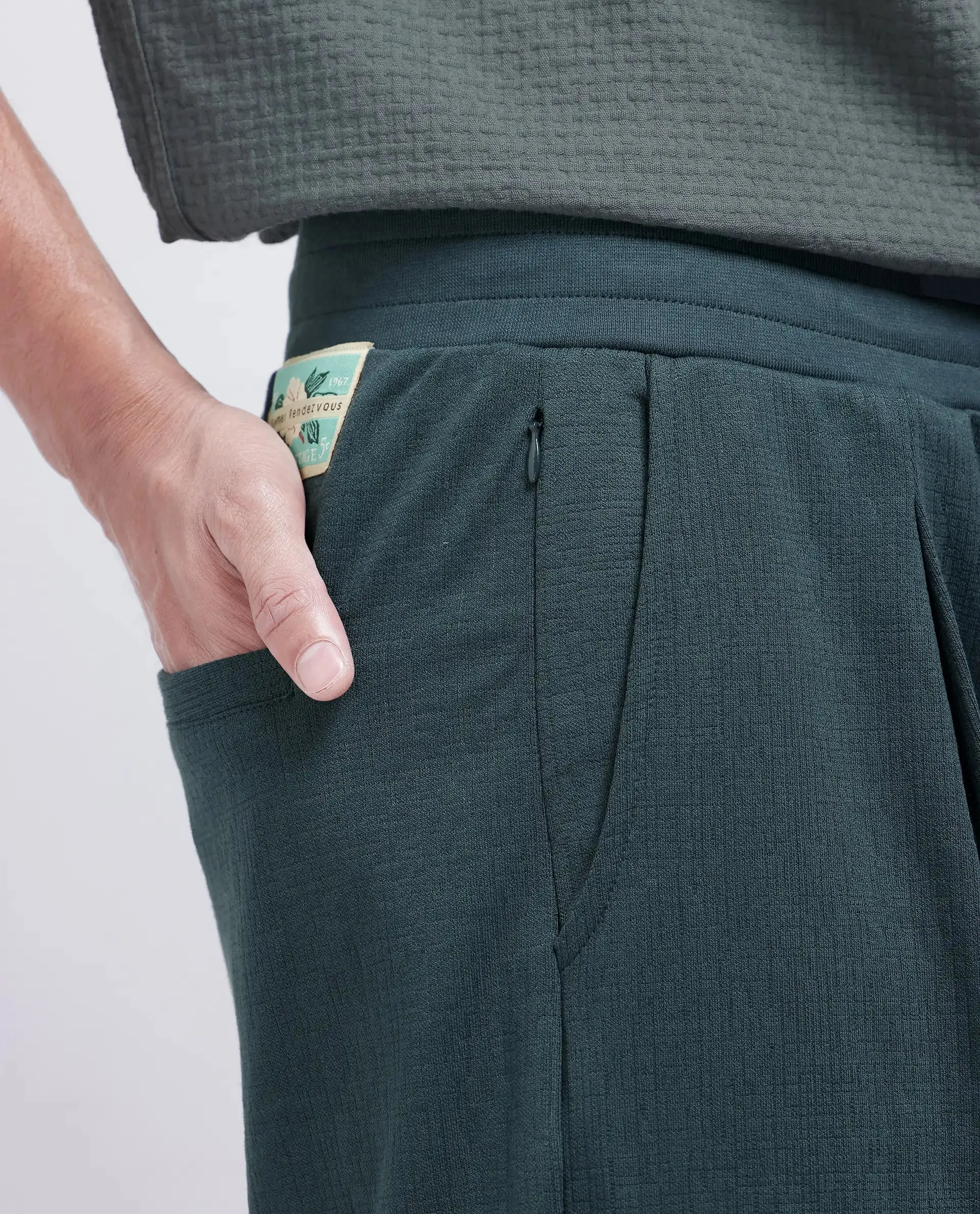 Rare Rabbit Men Kelo Teal Cotton Elastane Fabric Pintuck Detail Regular Fit Plain Trouser