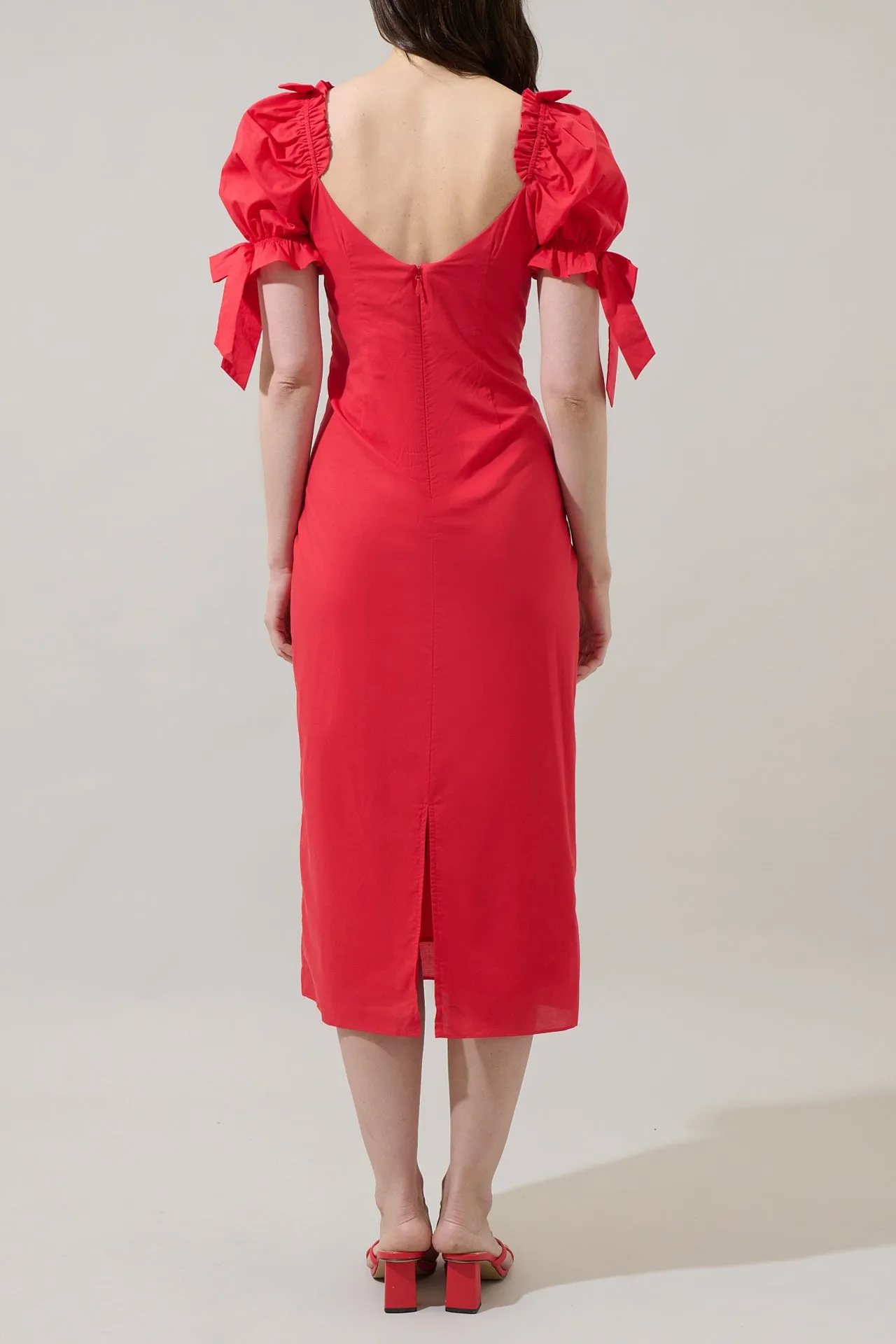 Red Flared Midi Dress