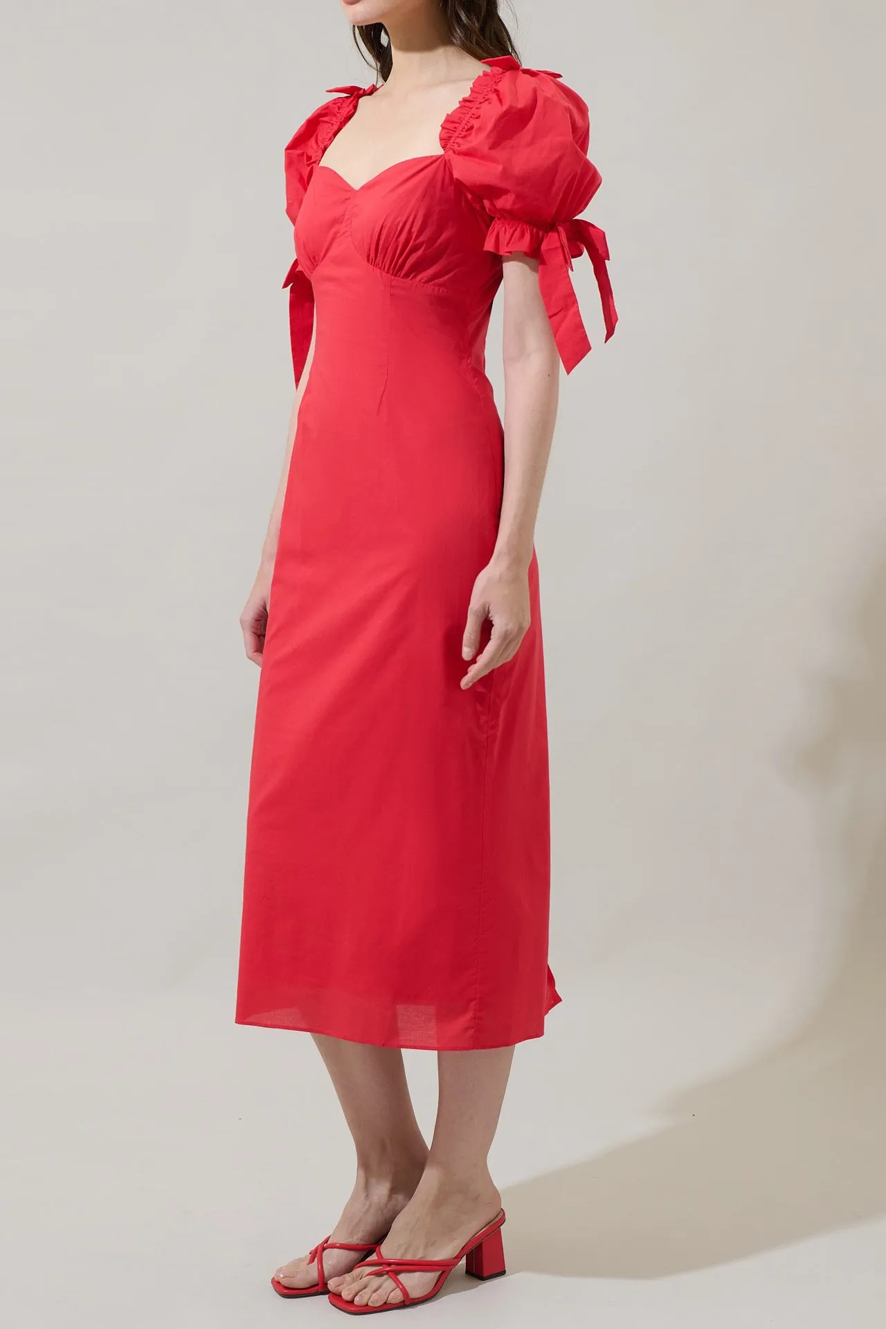 Red Flared Midi Dress