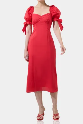 Red Flared Midi Dress