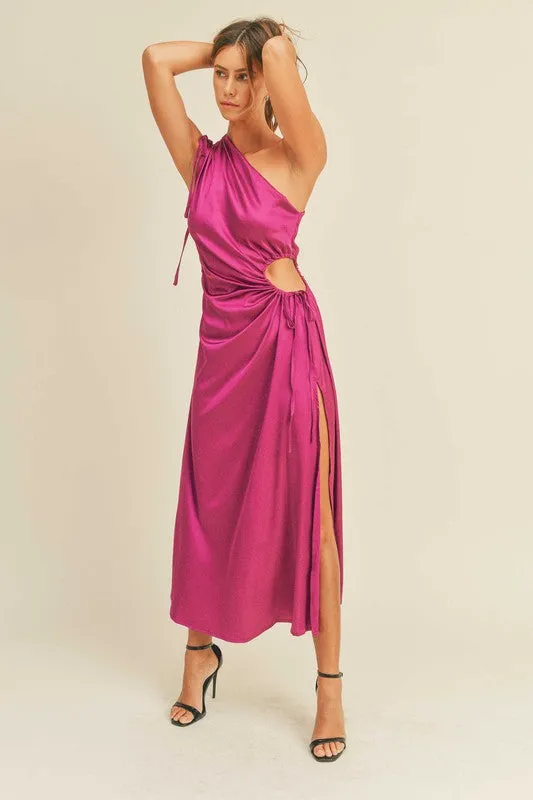 Satin Cut Out Midi-Dress