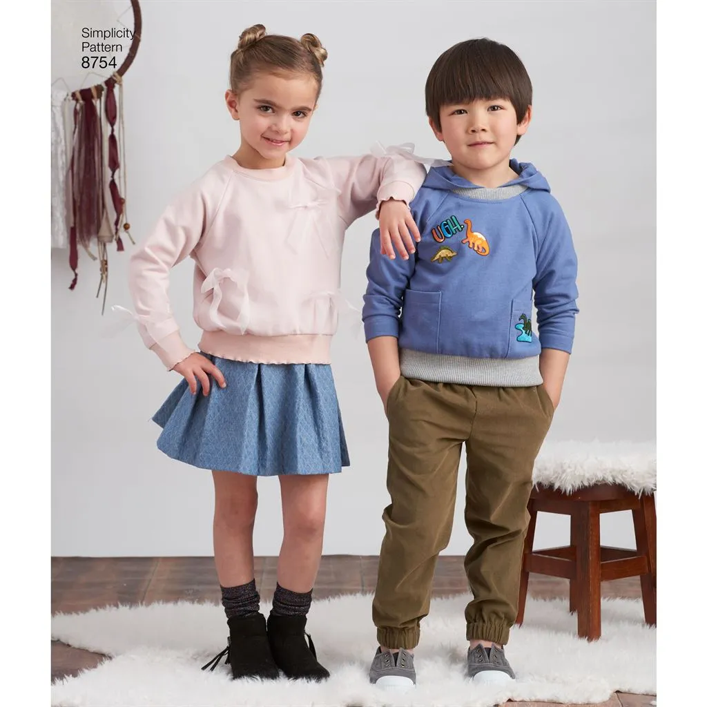 Simplicity Pattern 8754 Child's Trousers, Skirt and Sweatshirts