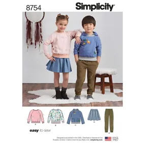 Simplicity Pattern 8754 Child's Trousers, Skirt and Sweatshirts