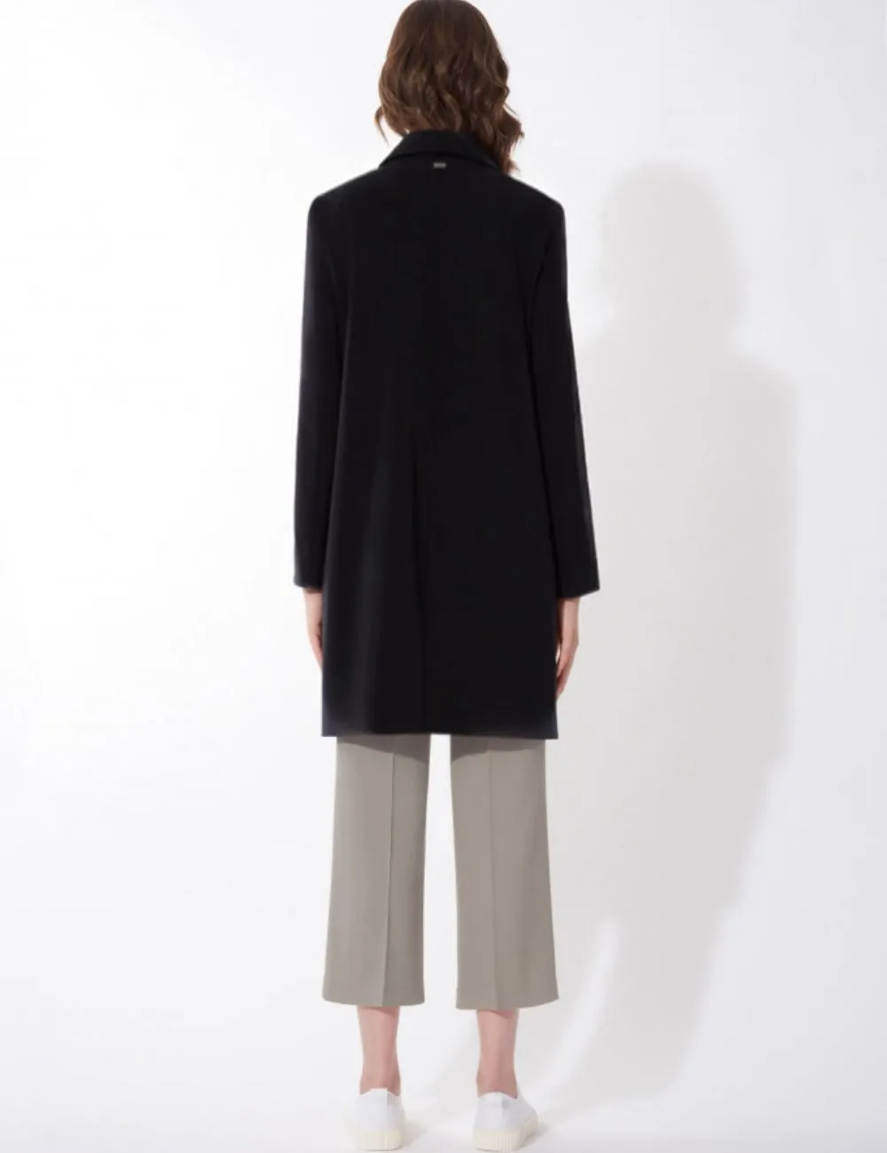 Slim Overcoat with Shirt Collar - Black