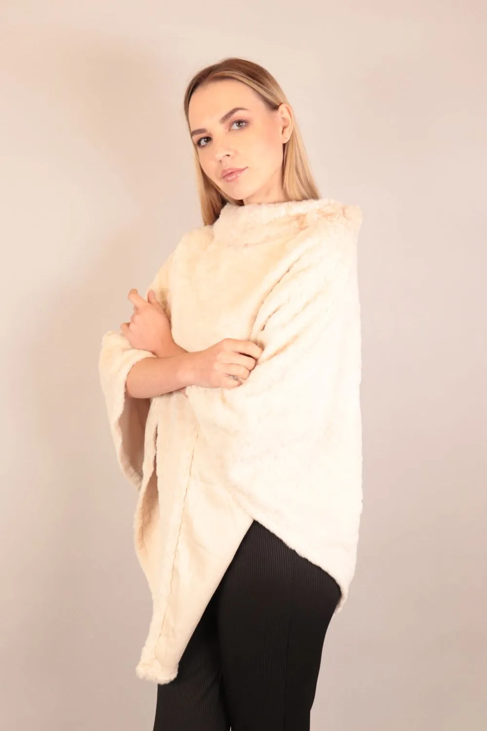 Soft Fur Woolen Poncho