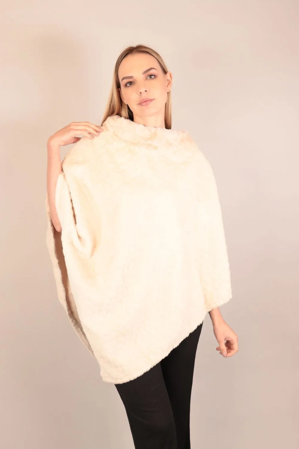 Soft Fur Woolen Poncho