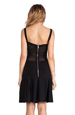 TORN BY RONNY KOBO Loriana Black Sheer Panels Drop Waist Dress - Size Medium