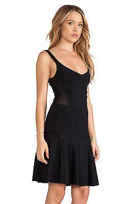 TORN BY RONNY KOBO Loriana Black Sheer Panels Drop Waist Dress - Size Medium