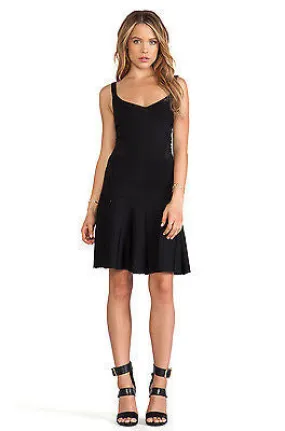 TORN BY RONNY KOBO Loriana Black Sheer Panels Drop Waist Dress - Size Medium