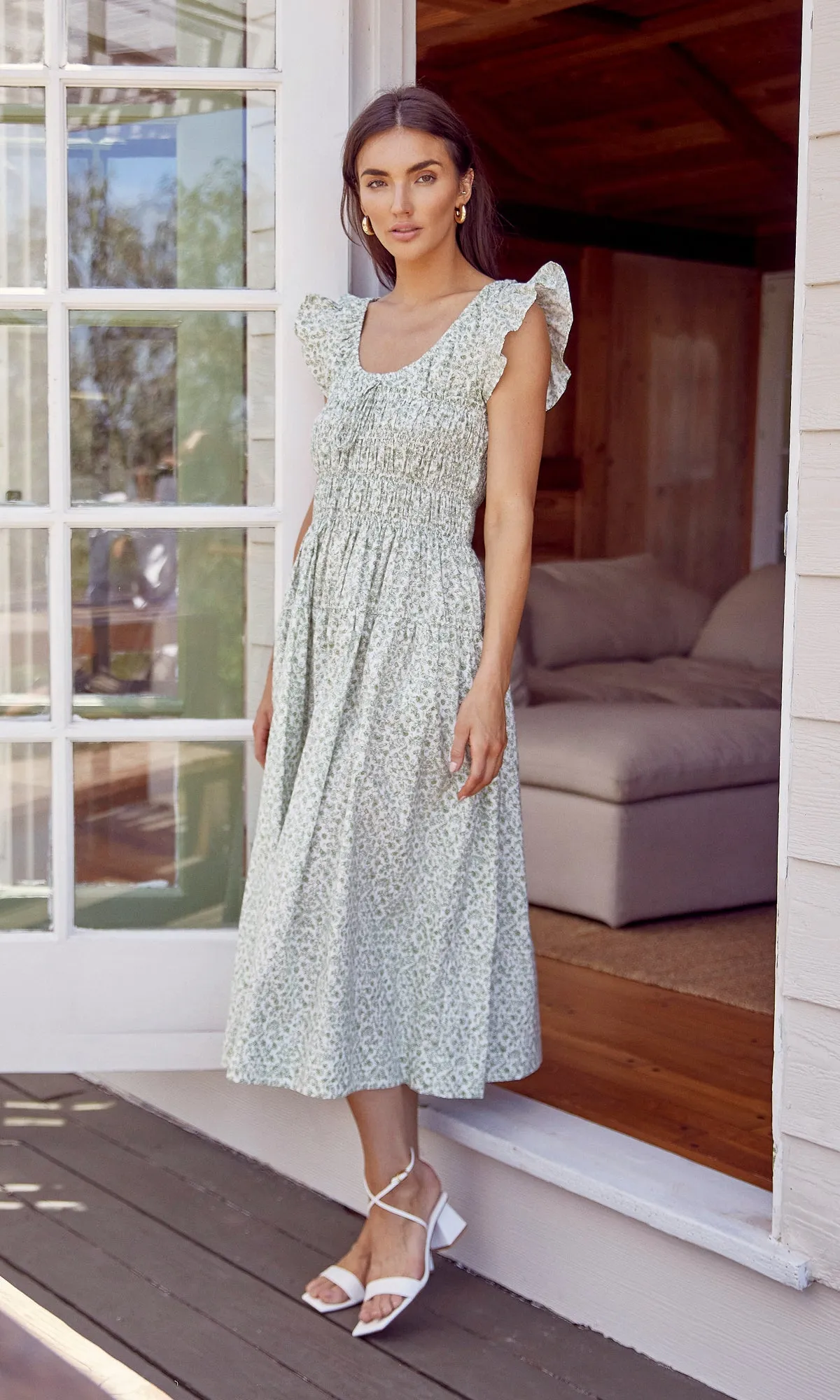 Viviane Smocked Midi Dress