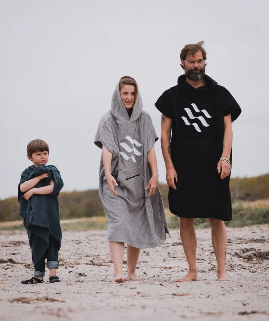 Watery badeponcho til voksne - Bomuld - Mørkeblå
