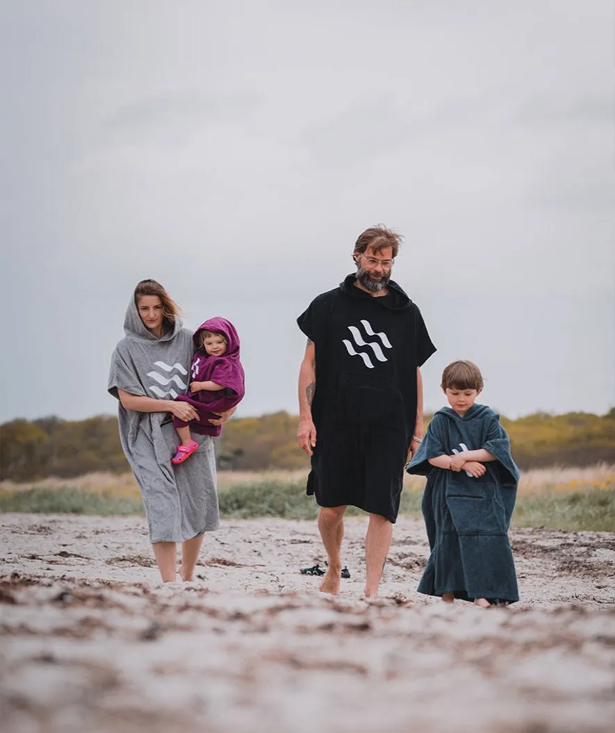 Watery badeponcho til voksne - Bomuld - Mørkeblå