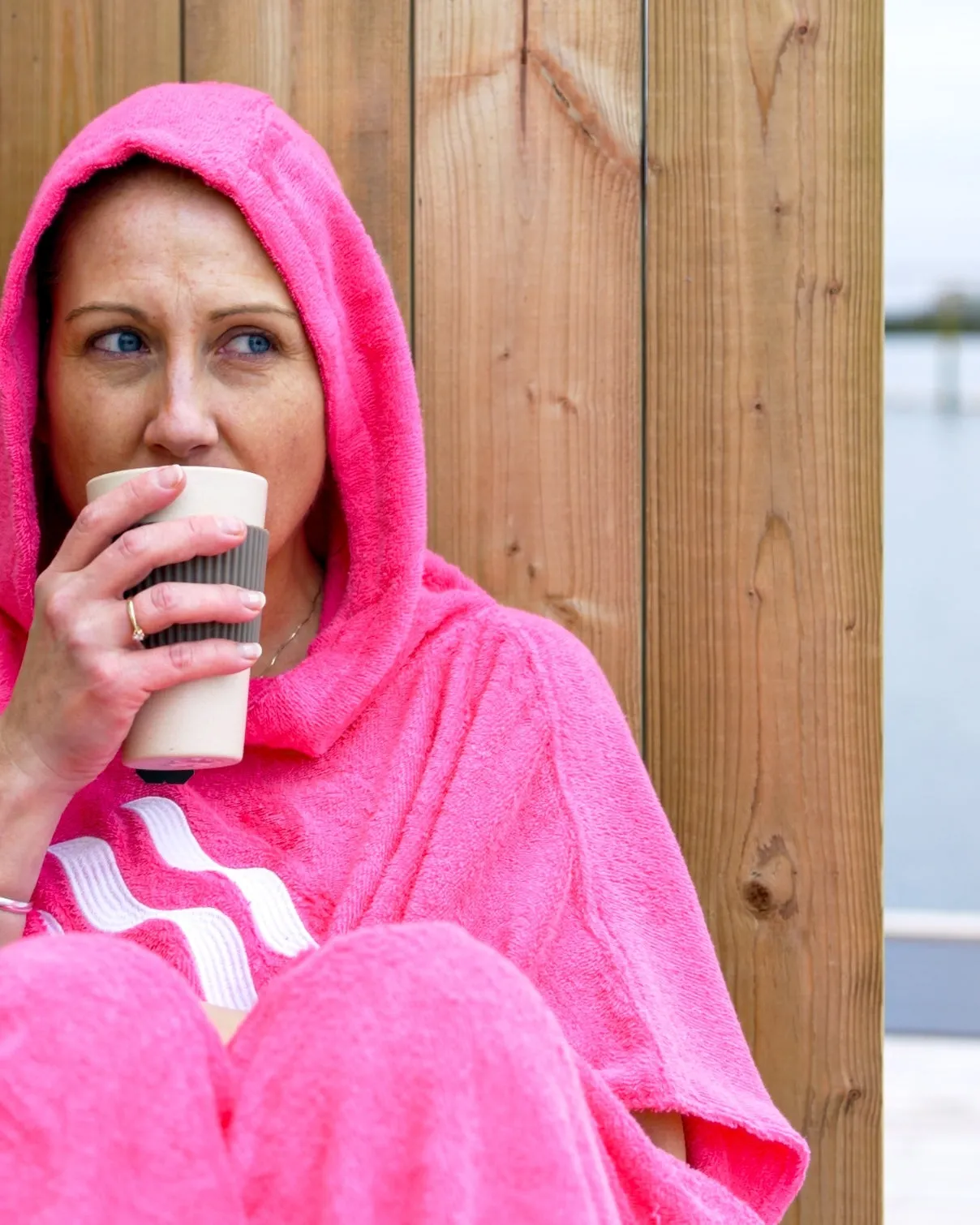 Watery badeponcho til voksne - Bomuld - Mørkeblå