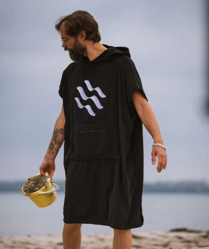 Watery badeponcho til voksne - Bomuld - Mørkeblå