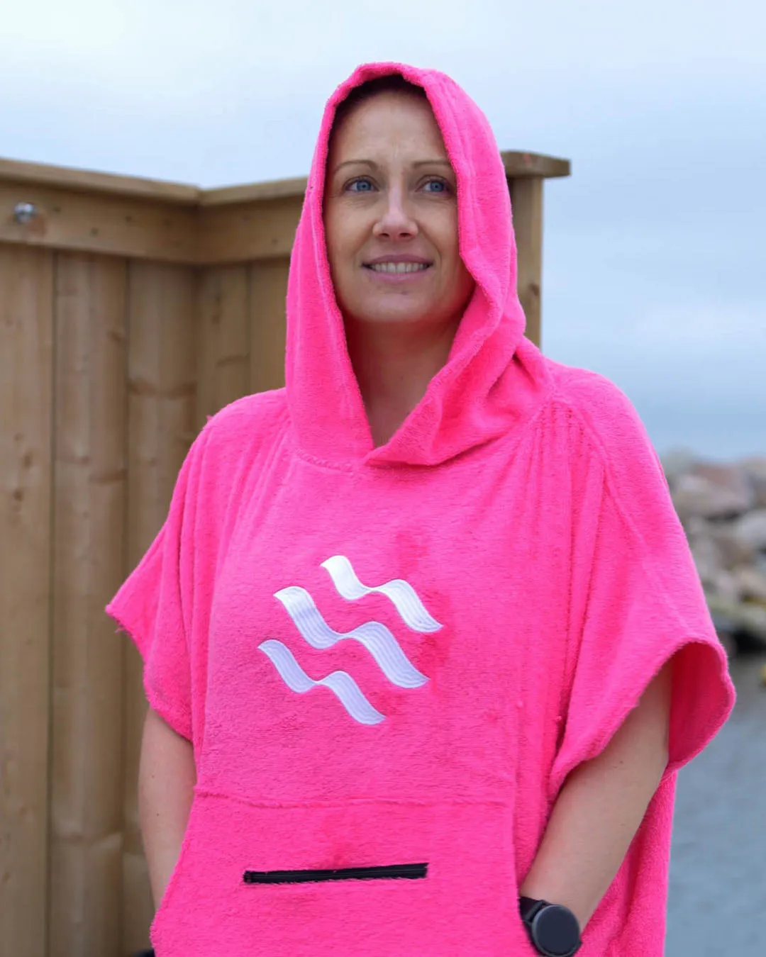 Watery badeponcho til voksne - Bomuld - Mørkeblå