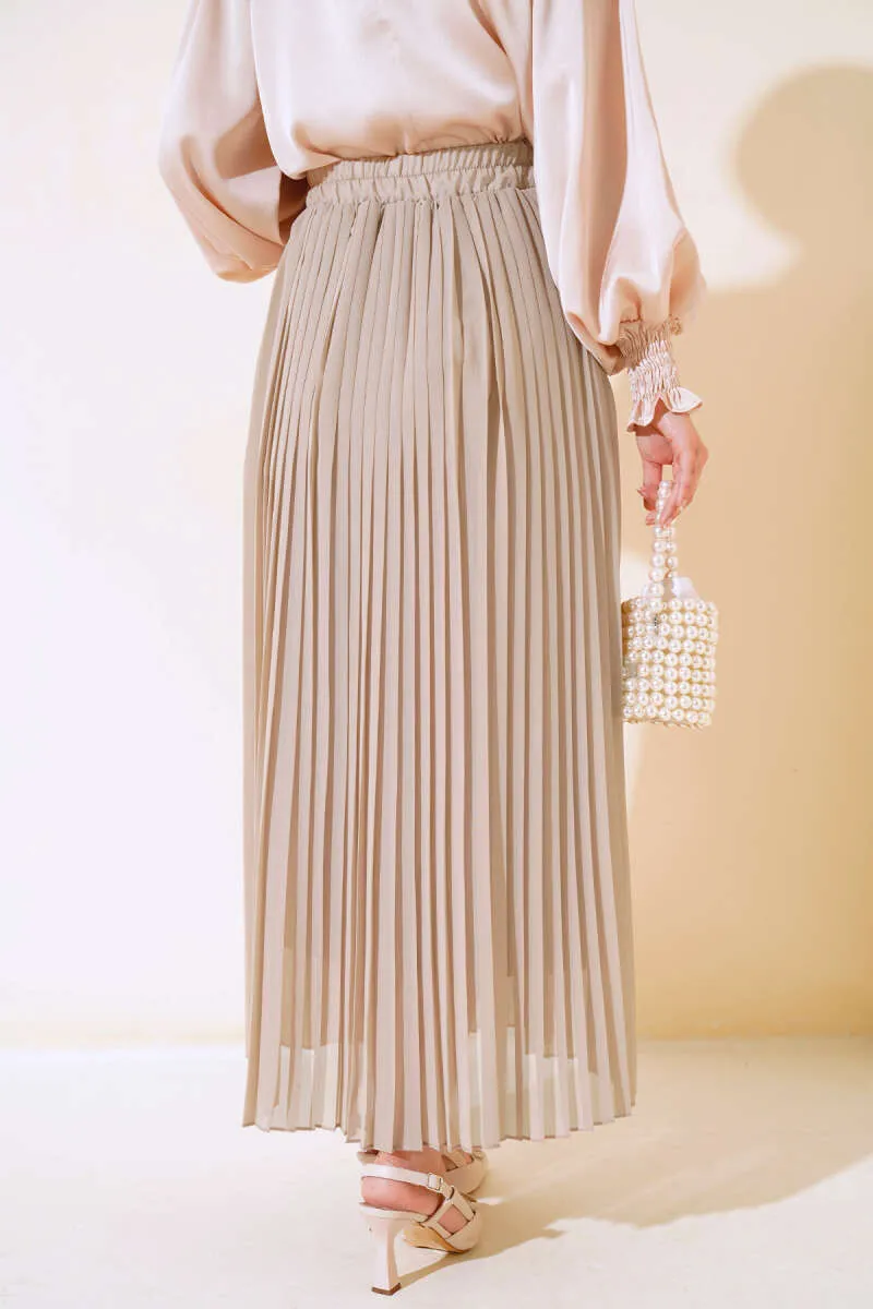 Women's Chiffon Pleated Skirt - Beige