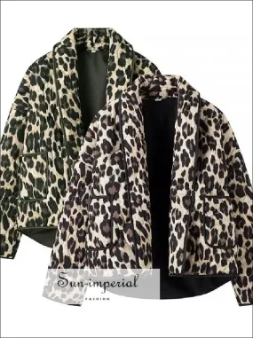 Women's Leopard Oversized Long Sleeve Quilted Coat