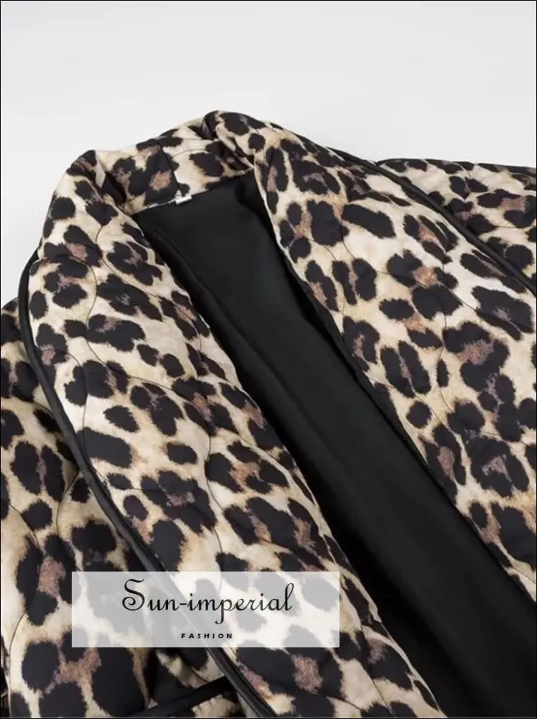 Women's Leopard Oversized Long Sleeve Quilted Coat