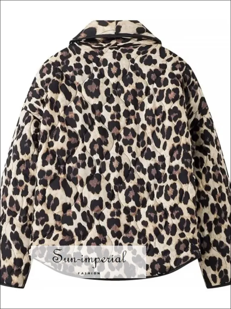 Women's Leopard Oversized Long Sleeve Quilted Coat